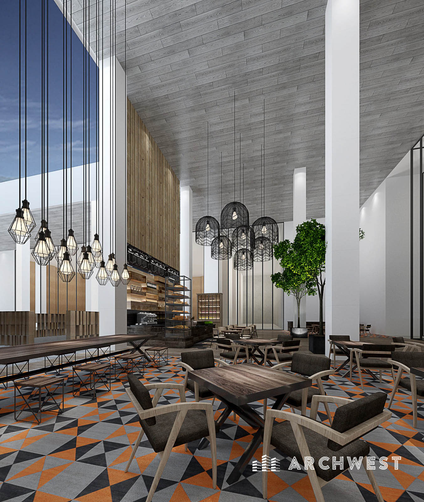 6. 3D Render of Lobby of a Hotel